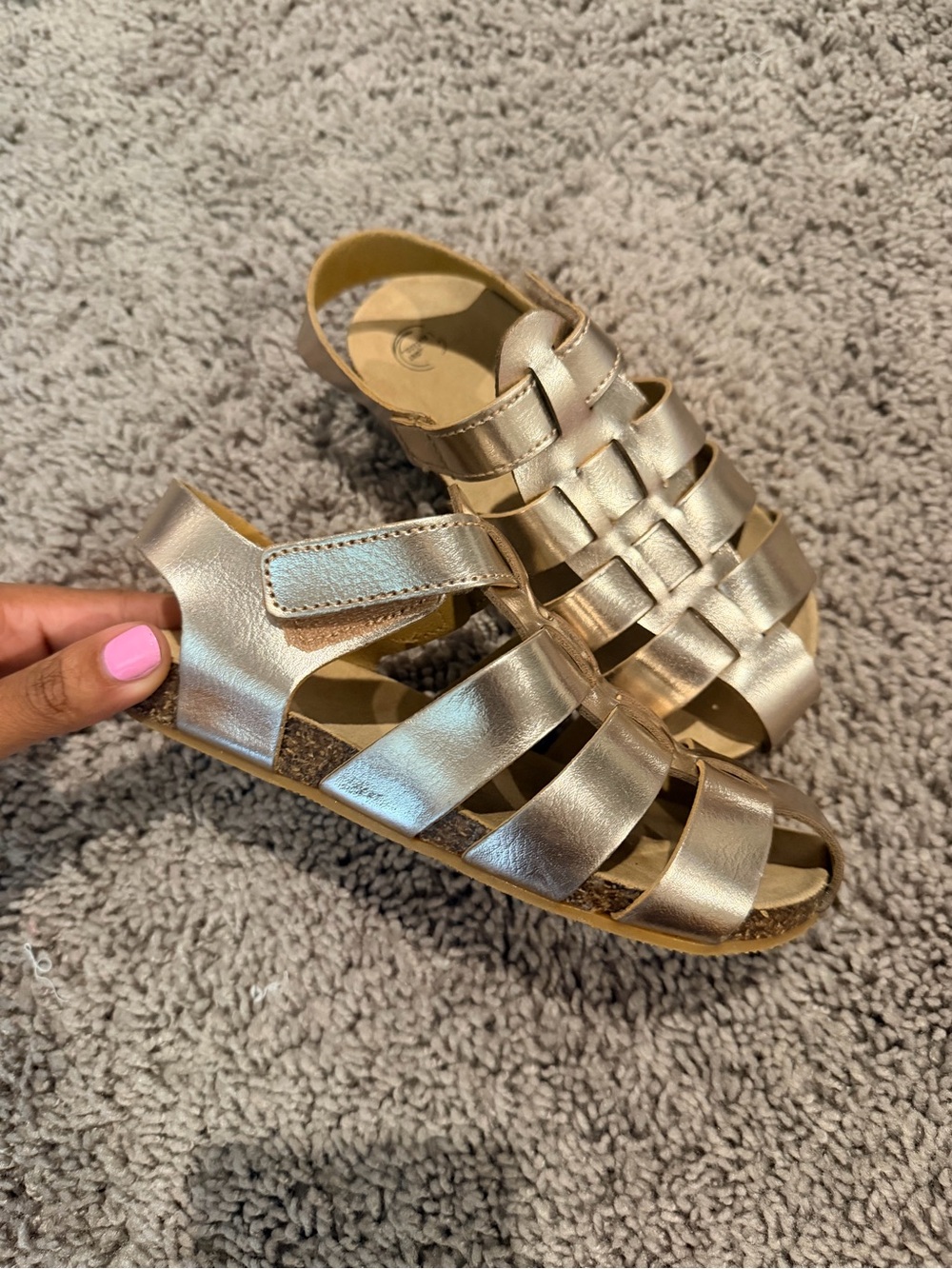 wonder nation Metallic Gold Strap Fisherman Sandals